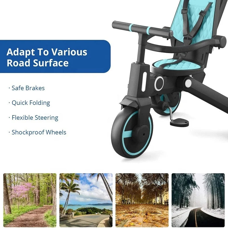 Triciclo plegable 7 en 1 para niños.